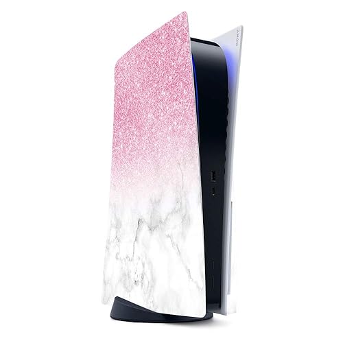 MightySkins Glossy Glitter Gaming Skin for PS5 / Playstation 5 - Marble Glitz | Durable High-Gloss Glitter Finish | Easy to Apply and Change Style |