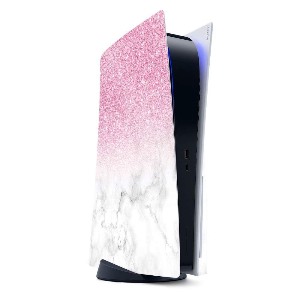 MightySkins Glossy Glitter Gaming Skin for PS5 / Playstation 5 - Marble Glitz | Durable High-Gloss Glitter Finish | Easy to Apply and Change Style |