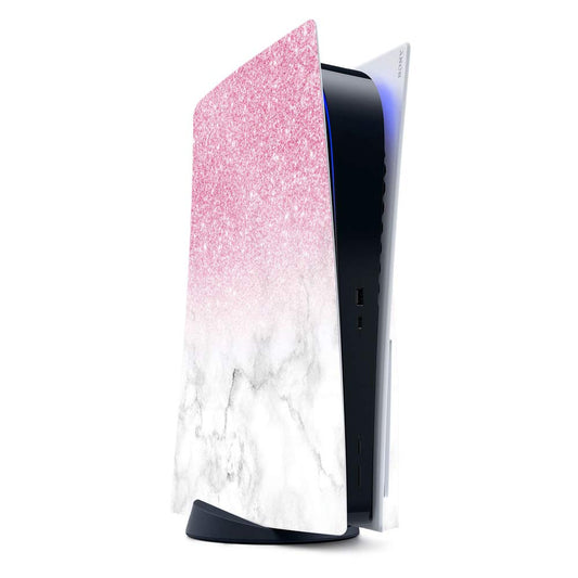 MightySkins Glossy Glitter Gaming Skin for PS5 / Playstation 5 - Marble Glitz | Durable High-Gloss Glitter Finish | Easy to Apply and Change Style |