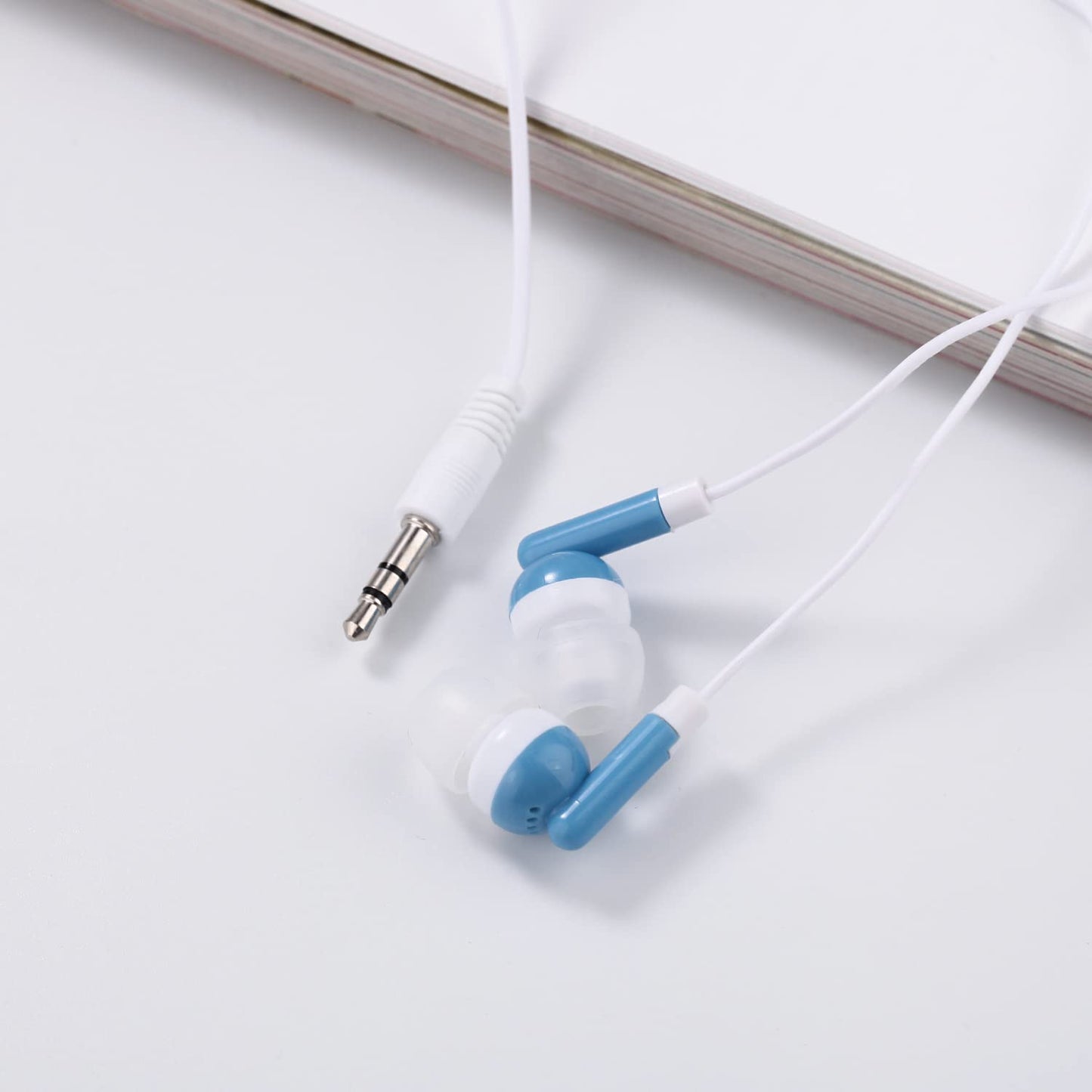 CN-Outlet Wholesale Bulk Earbuds Headphones Individually Bagged 100 Pack for iPhone, Android, MP3 Player -Blue