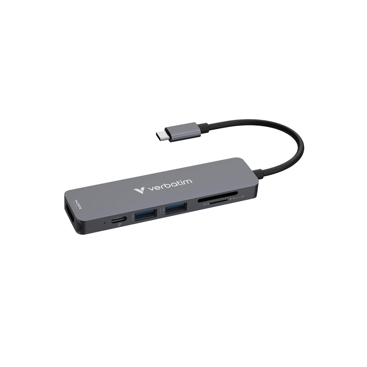 Verbatim Essentials 6-Port USB-C Hub, 4K HDMI, 100W PD, SD/microSD