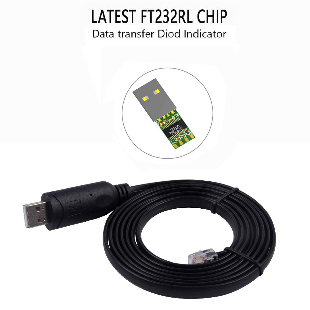 Feanteek APC Serial Cable 940-0144b USB to RJ12 Console Cable for APC Meter and Switch PDU AP78xx,AP79xx,AP86xx,AP88xx,AP89xx(6FT/1.8M)
