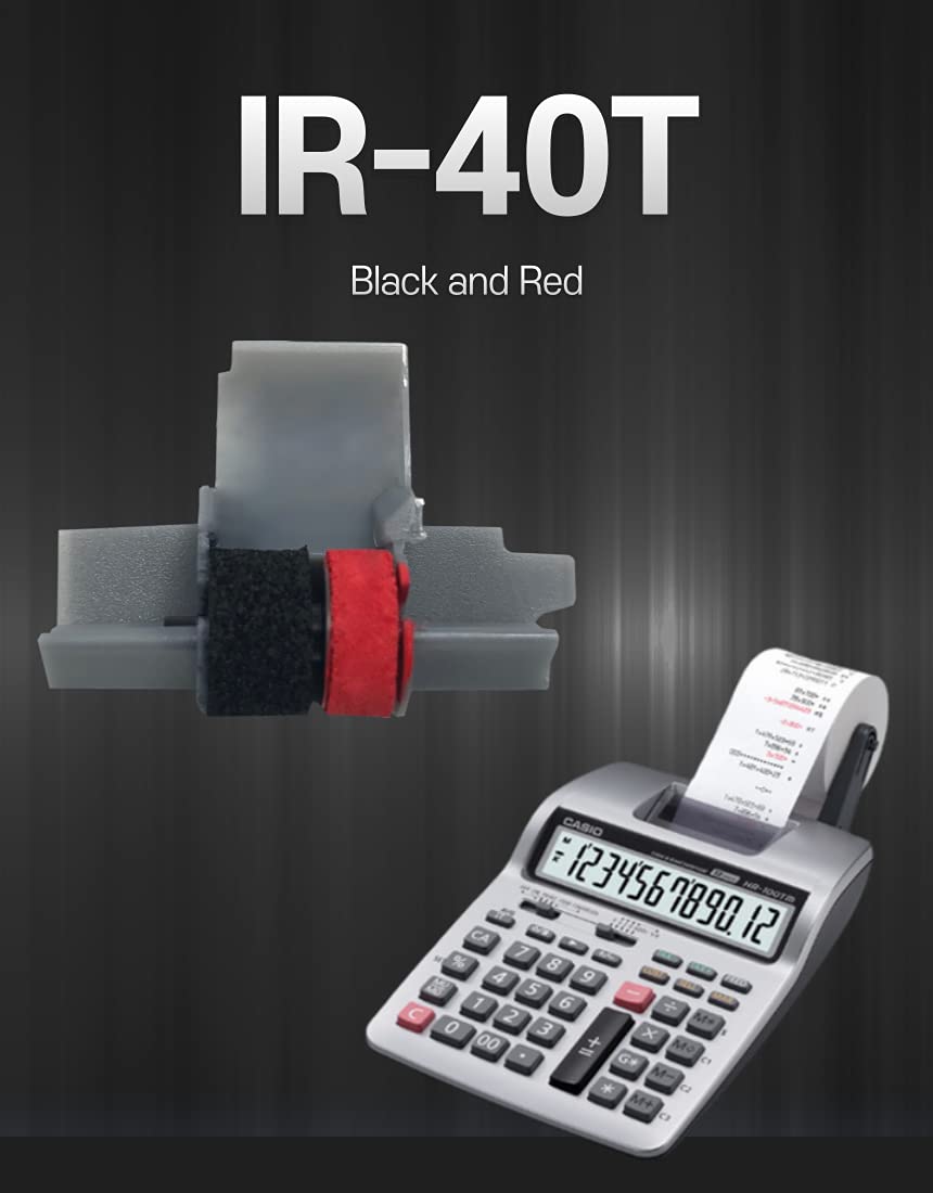 IR-40T x [12 Pack] Black and Red Ink Roller Ribbon Cartridge Compatible with Casio Canon and Sharp Printing Calculators and Cash Registers (12 Pack)