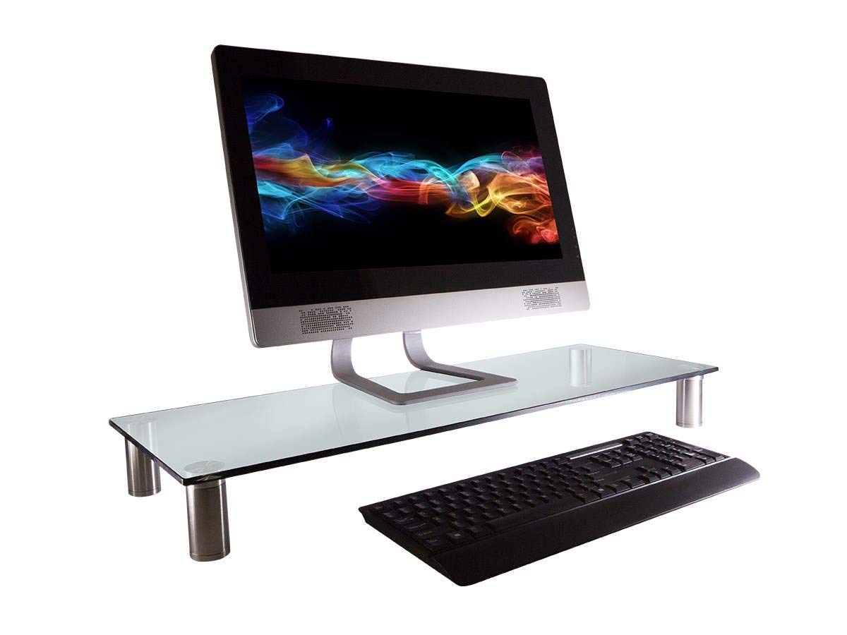 Monoprice 116356 Multimedia Riser Desktop Monitor Stand - Clear Glass, Large 30.8 x 11 Inches - Workstream Collection, 30.8" x 11.0"