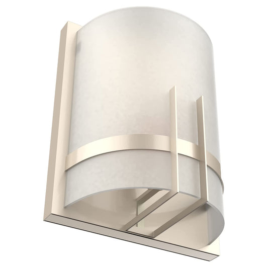 LEDMyplace 1-Light LED Decorative ARC Wall Sconce Light Fixture, 120V, E26 Base, Iron Body, White Glass Shade, UL Listed, Brushed Nickel Finish
