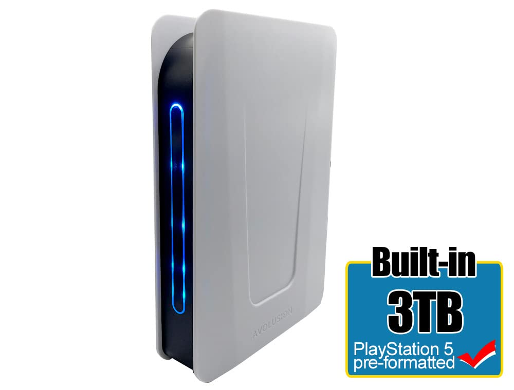Avolusion PRO-T5 Series 3TB USB 3.0 External Gaming Hard Drive for PS5 Game Console (White) (Renewed)