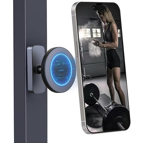 GIVUBES Magnetic Phone Holder for Gym & Office - [18N Strong] 360° Adjustable Mount for iPhone 16/15/14/13/12 Pro Max & Samsung Galaxy - Aluminum