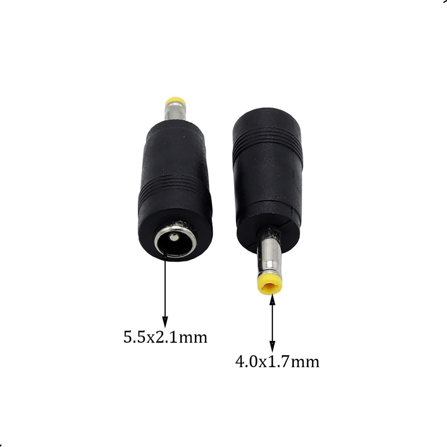 ZXUEZHENG 6Pcs DC Power Connector 5.5x2.1mm Female Jack to 4.0x1.7mm Male Adapter Barrel Connector,Yellow