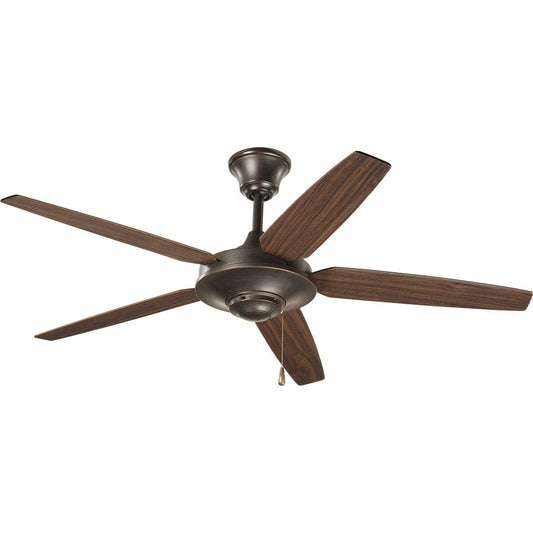 Progress Lighting P2530-20 54-Inch 5 Blade Fan with Reversible Medium Cherry/Classic Walnut Blades, Antique Bronze