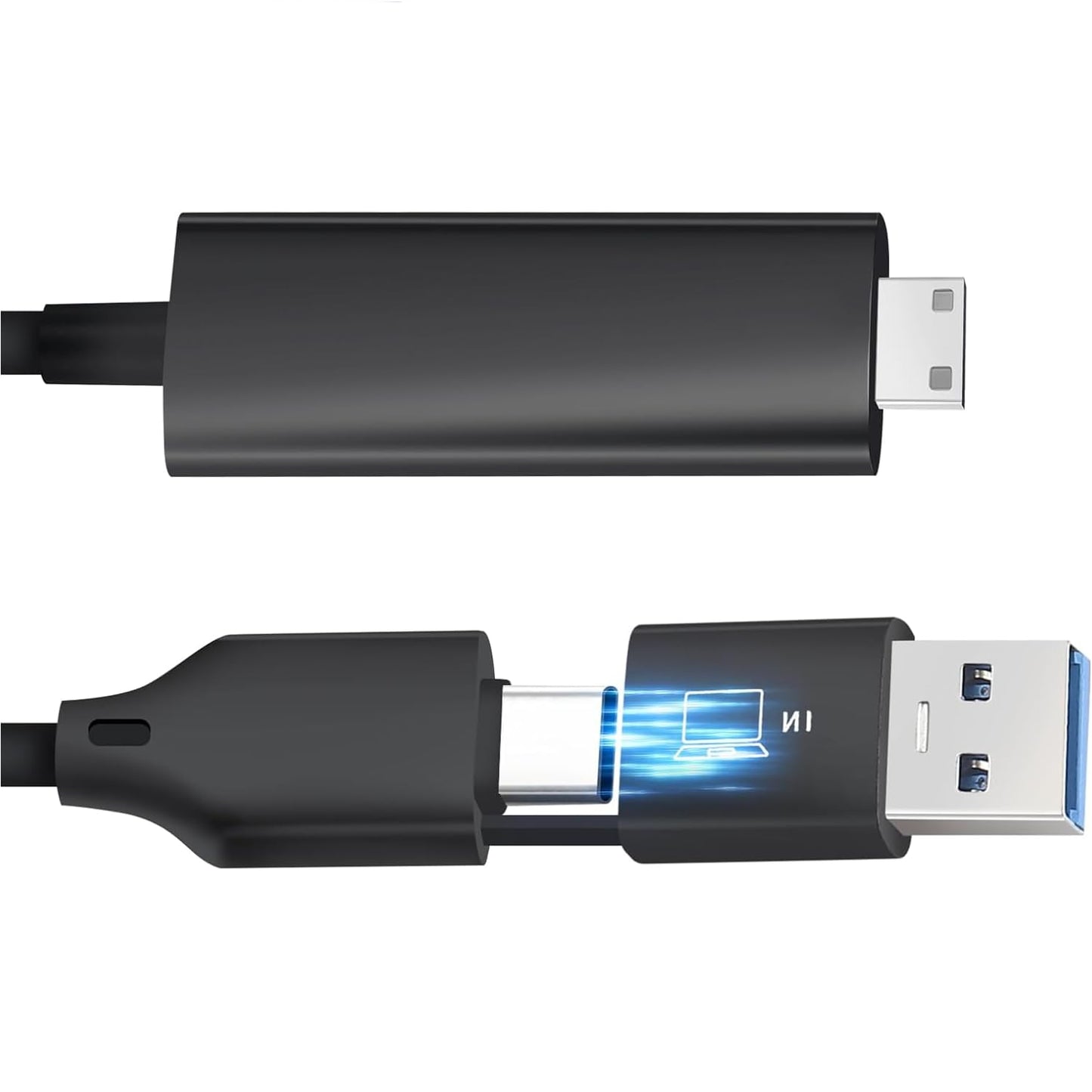 kasorey H5-M Video Signal Conversion Cable for Triple Laptop Screen Extender, USB A/C to Mini HDMI Cable Compatible with MacBook M1/M2/M3 Chips, Only