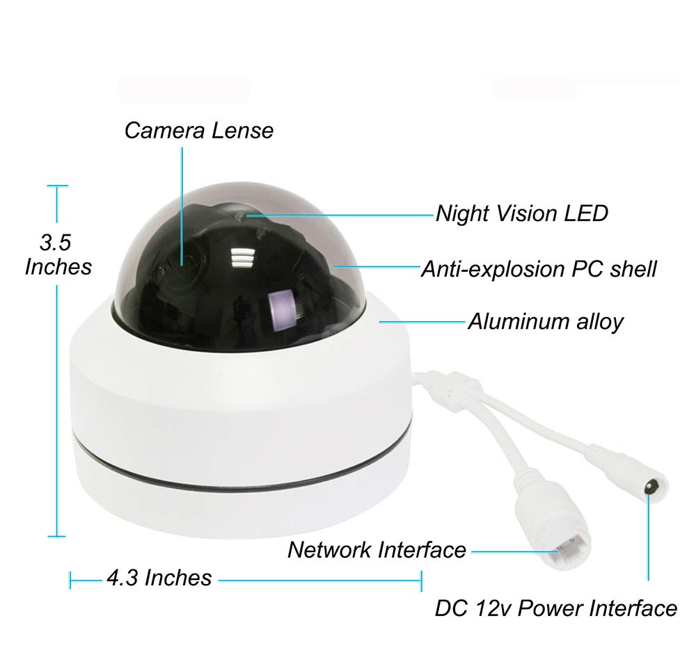 Alptop Outdoor 8MP 4K PTZ IP POE Dome Ceiling Security Camera Pan Tilt 5xOptical Zoom 100ft IR Night Vision Motion Detection Remote View RTSP