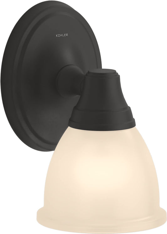 Kohler Forte Bathroom Vanity Light Fixture, Wall Sconce Lighting, Position Facing Up or Down, UL Listed, 1 Light, Matte Black