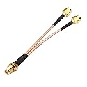 RedYutou SMA Splitter Cable SMA Female to Dual RP-SMA Male Cable SMA Connector V Type 6-inch (15cm) WiFi Antenna Adapter (not Applicable to TV)