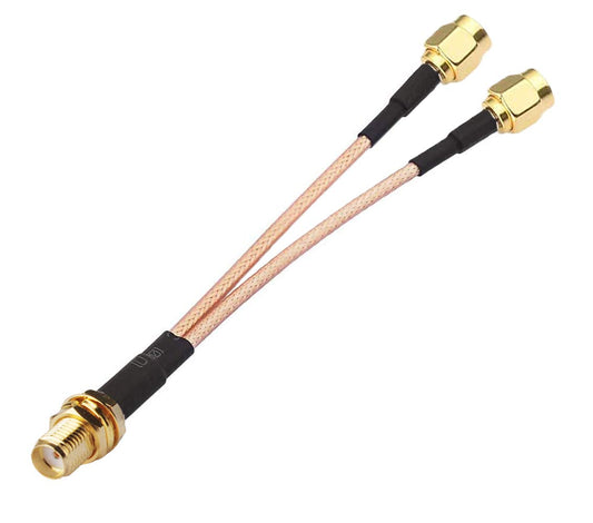 RedYutou SMA Splitter Cable SMA Female to Dual RP-SMA Male Cable SMA Connector V Type 6-inch (15cm) WiFi Antenna Adapter (not Applicable to TV)