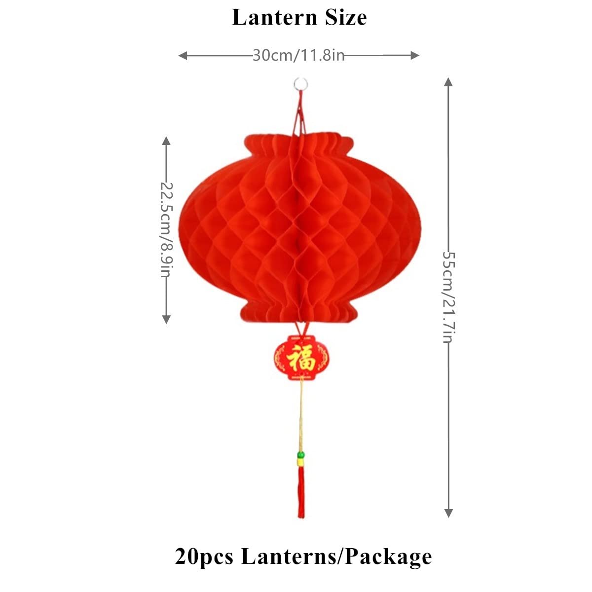KYMY 20pcs Chinese Red Paper Lanterns,Red Hanging Round Decorative Chinese Paper Lanterns for Chinese Lunar Dragon New Year,Spring Festival, Wedding