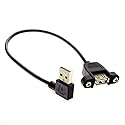 chenyang USB Extension Cable, USB 2.0 Type A Male to Female 90 Degree Angled Data Transfer Charging Extension Cable 20cm with Panel Mount Hole