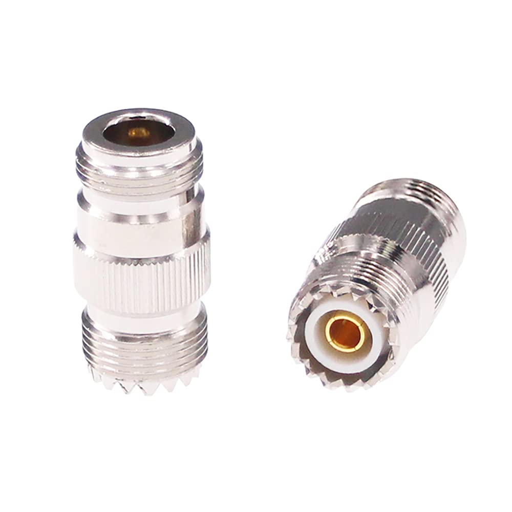 RFaha 2pcs N Female to UHF Female SO-239 SO239 RF Coax Adapter N to UHF Coaxial Connector Adapter(F35-2)