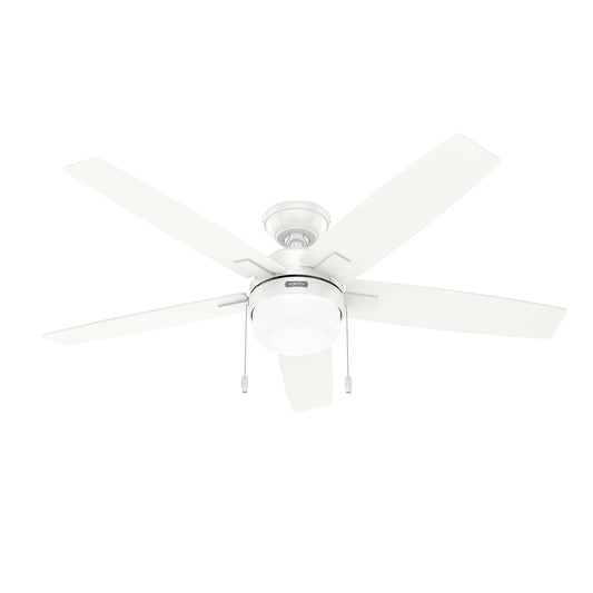 Hunter Fan 52 Inch Contemporary Fresh White Finish Indoor Ceiling Fan with LED Light Kit and Pull Chain (Renewed)