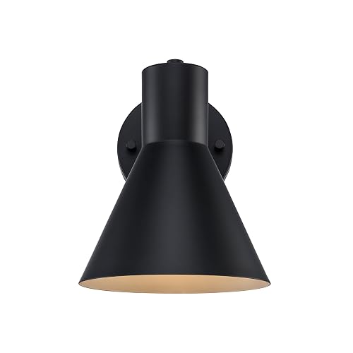Asher Hamilton AHW-202BK Forge 8.38 Inch Wall Sconce | Dimmable E26 Medium Base Bulb Required Sold Separately | Modern Wall Light Fixture | Damp Rated
