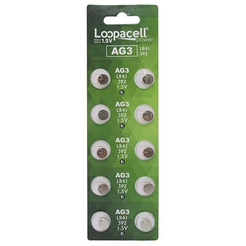 LOOPACELL AG3 LR41 Batteries (20 Pack) - AG3 392 384 192 Battery - 1.5V Alkaline Button Coin Cell