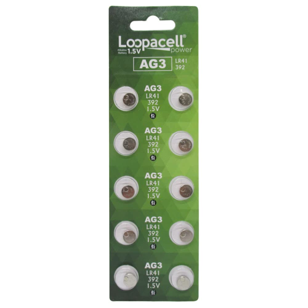 LOOPACELL AG3 LR41 Batteries (20 Pack) - AG3 392 384 192 Battery - 1.5V Alkaline Button Coin Cell