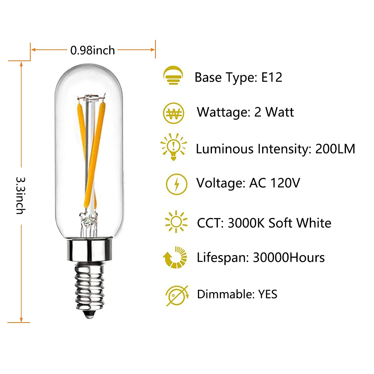 Beonllay Candelabra Light Bulbs E12 LED Bulb 25 Watt Equivalent 3000K