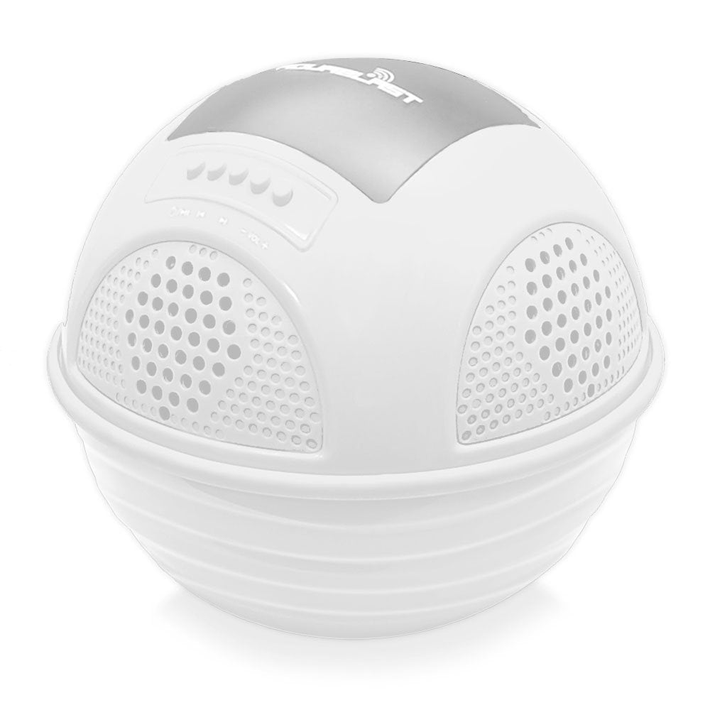 Pyle Portable Waterproof Floating Pool Speaker - Outdoor Wireless Bluetooth Compatible Rechargeable Battery Powered Shower Loud Speaker System - USB