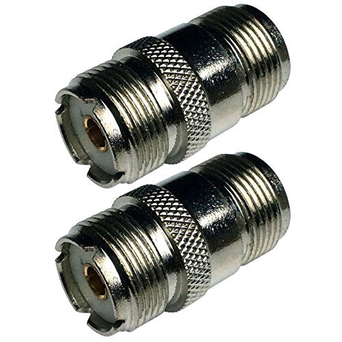 CESS N-Type Female to SO-239 UHF Coax Adapter, Nickel RF Connector for Antenna Ham Radio CCTV, 2 Pack