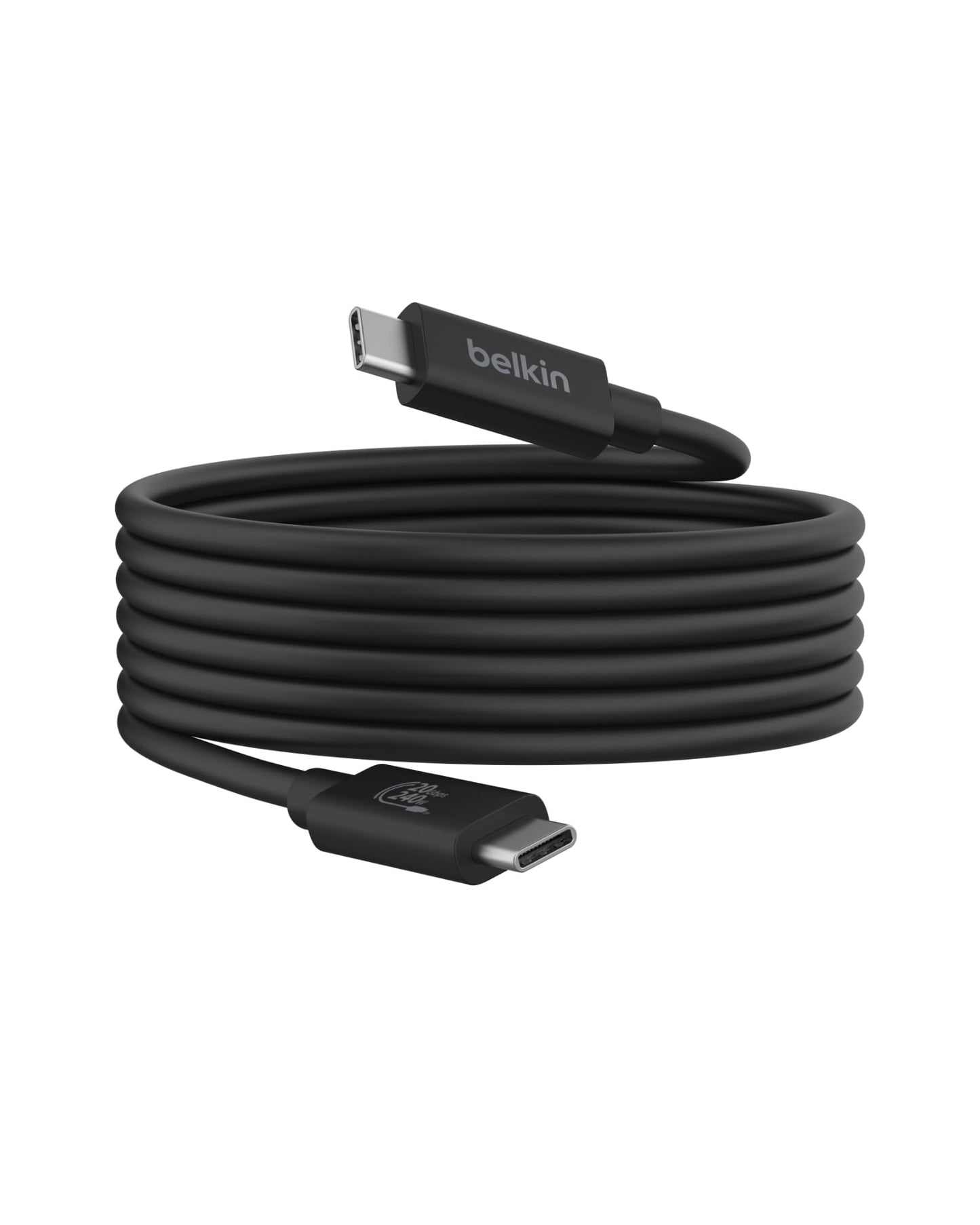 Belkin Connect USB4 Cable (6.6ft/2M Power Cable), USB-C to USB-C Cable w/ 240W Power Delivery + 20Gbps - USB4 Compliant Power Cable, Compatible