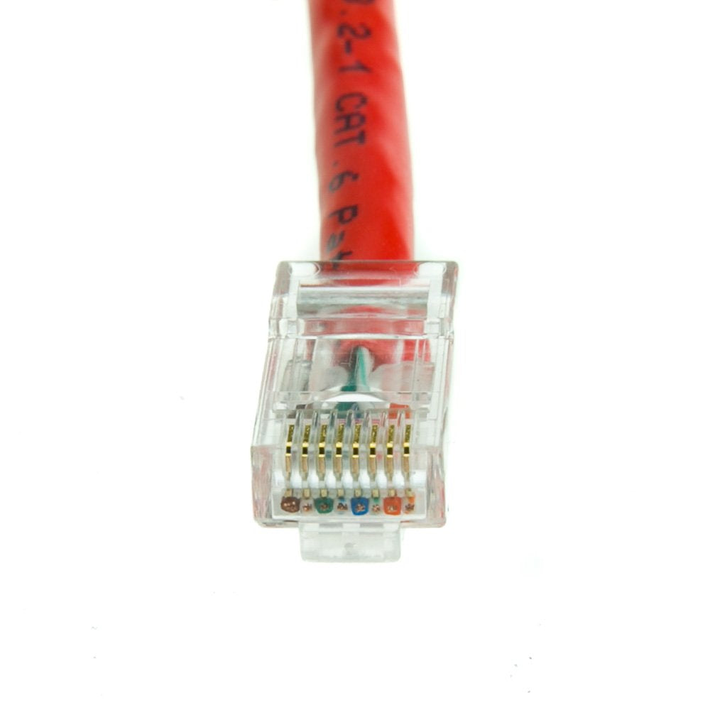 CableWholesale Cat6 UTP Ethernet Cable, Bootless, PoE, 50 ft, Red