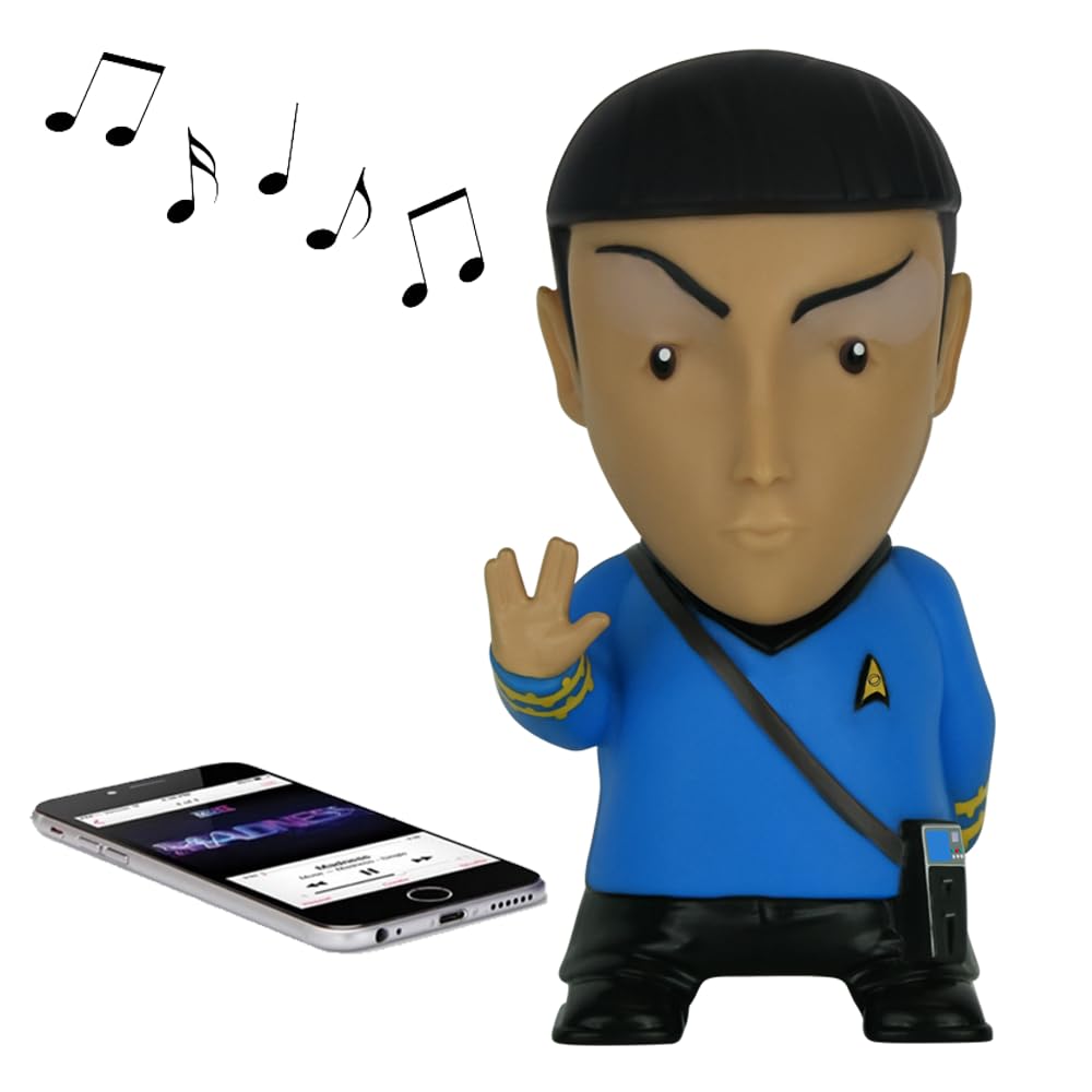 FAMETEK Star Trek: TOS - Mr. Spock 6” Talking Bluetooth Figure Speaker with Sound Effects, Microphone and Authentic Spock Quotes
