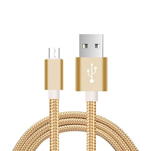 Hemobllo 3m Micro USB Nylon Braided USB Cable Charging Cable Cord Extra Long Tangle-Free Data Cable for Android (Gold)