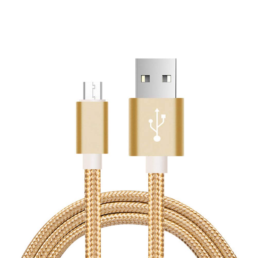 Hemobllo 3m Micro USB Nylon Braided USB Cable Charging Cable Cord Extra Long Tangle-Free Data Cable for Android (Gold)
