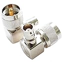 exgoofit PL259 UHF Male Plug to BNC Female Connector Right Angle 90 Degrees Jack Adapter Radio Adapter PL259 RF Coax Coaxial Cable Connector (2-Pack)