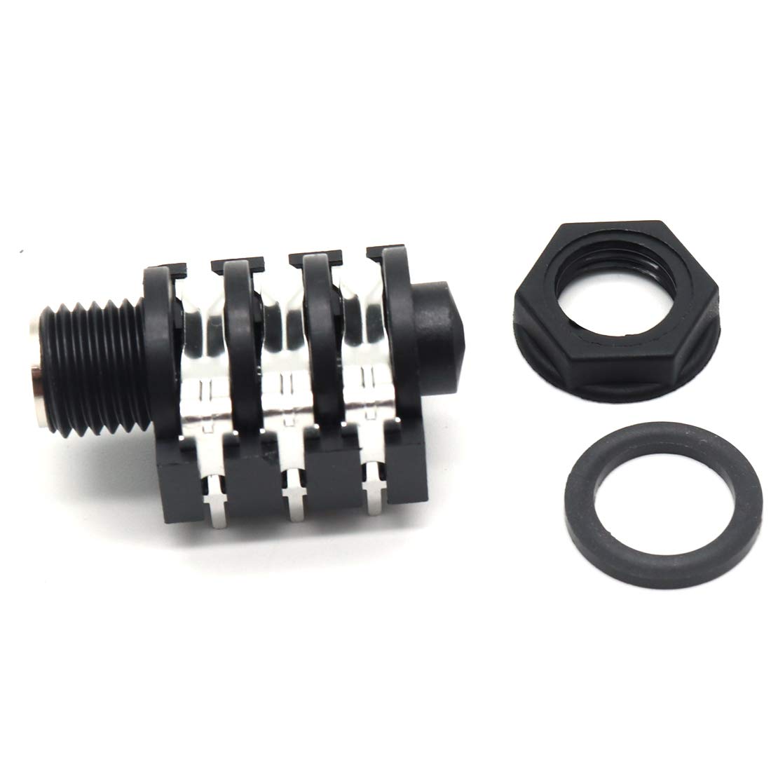 Luomorgo PCB Panel Mount 6 Pin 1/4" 6.35mm Female Socket Stereo Headphone Jack Silver Thread 20pcs