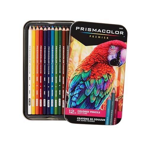 Prismacolor Premier Colored Pencils, Soft Core, Assorted Colors, 12 Count - Durable, Vibrant, Ultra-Smooth, Adult Coloring, Drawing, Sketching, Arts