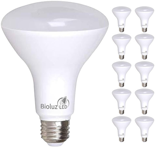 Bioluz LED 10 Pack BR30 LED Bulbs, Indoor Flood Lights 90+ CRI 75W Equivalent uses 9.5W 2700K Warm White 850 Lumens, E26 Base Dimmable Instant On