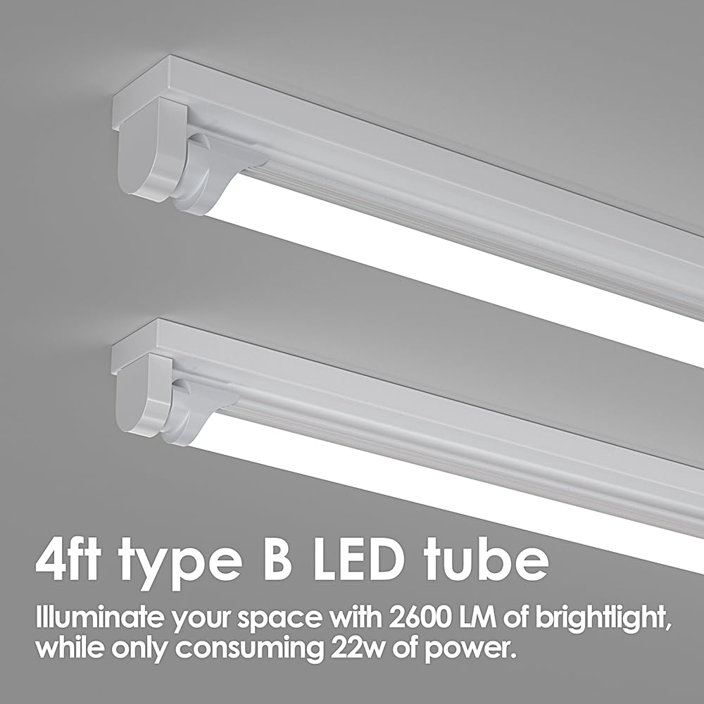 KOUZEMS T8 LED Light Bulbs Fluorescent Replacement Ballast Bypass 48inch 4000K Daylight White Double-end Powered Frosted Lamps 25 Pack