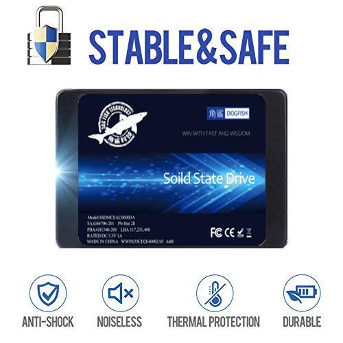 Dogfish 64GB SATA3 2.5-inch Internal SSD, Up to 500MB/s Read Speed for Laptops and Desktop PCs