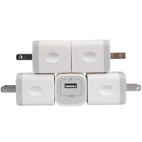 Wall Charger Adapter USB Charging Block, 5Pack Single Port USB Plug in Charger Cube Box Power Blocks Brick Charger Station Compatible with Samsung