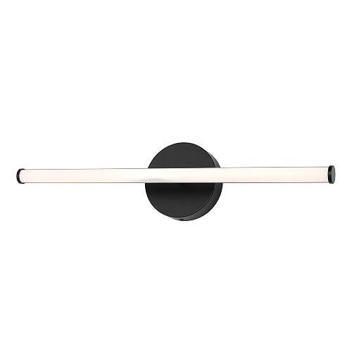 JONATHAN Y 20.25" Black 1-Light Aluminum Integrated LED Vanity Light, 360-Degree Rotatable Modern Industrial Wall Sconce for Bathroom Mirror, Dimmable