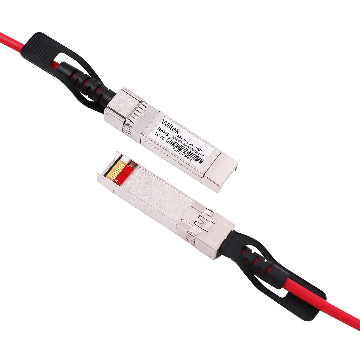 [Red Colored] 2m 10G SFP+ DAC Twinax Cable, 10Gbase-CU SFP+ Copper Cable, Compatible for Cisco SFP-H10GB-CU2M, Ubiquiti, Juniper, Mellanox, Mikrotik