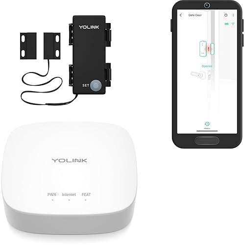 YoLink LoRa Smart Outdoor Contact Sensor & Hub Starter Kit, Gate & Shed Door Sensor, Universal Contact-Closure Sensor, Email/SMS/Push Alerts, 1/4 Mile