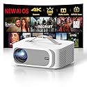 [Official-Apps & 2500 ANSI & 35W Dolby Audio] Outdoor-Projector-4k with WiFi and Bluetooth,AI Movin 2.0 OS Smart Projector,AI Auto Focus HDR10+