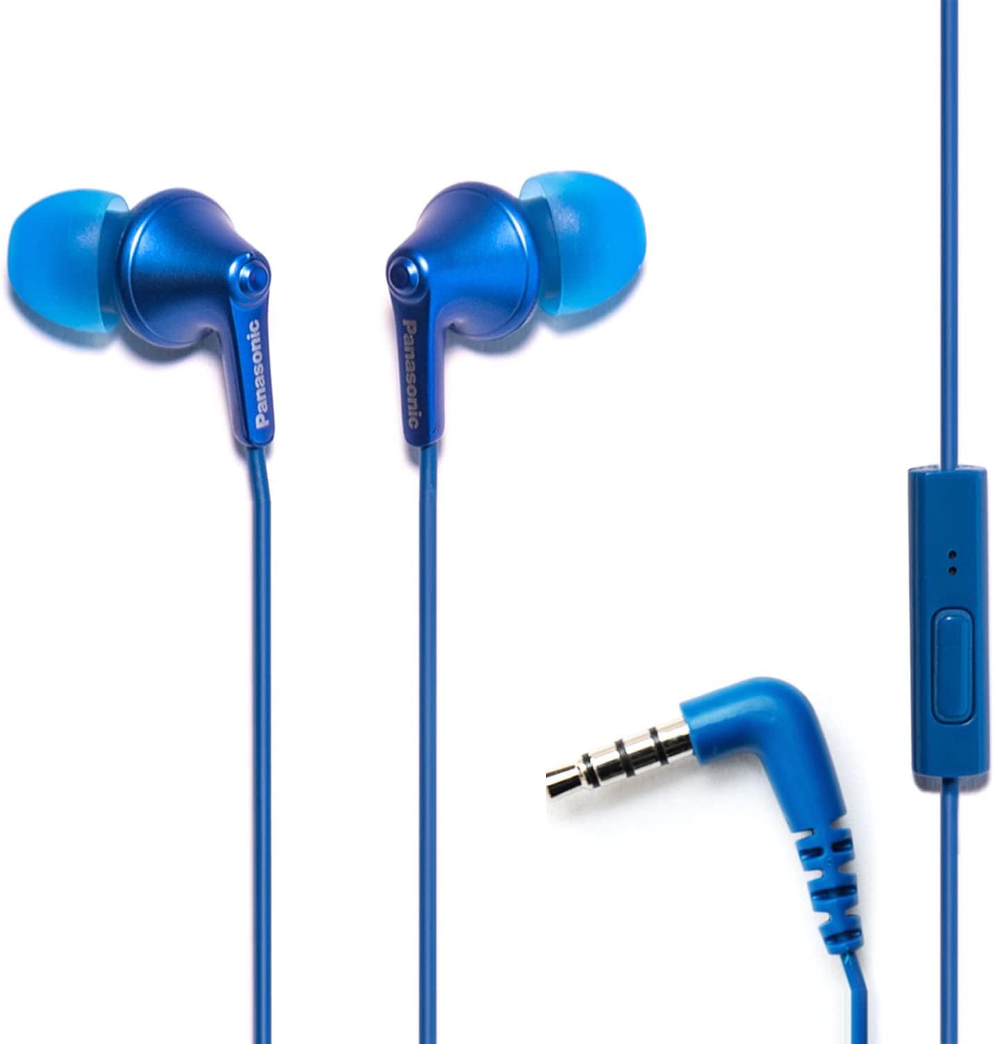 Panasonic ErgoFit Wired Earbuds with Microphone, 3.5mm Jack Headphones with Mic and Call Controller, Ergonomic Custom-Fit Earpieces (S/M/L),