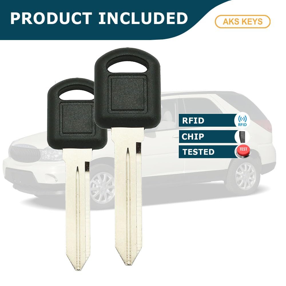 AKS Keys New Replacement for GM Uncut Blank Chipped Transponder Key - PK3 B97 Small Head Chip Megamos ID 13 Keyway P1106 - B86 Compatible