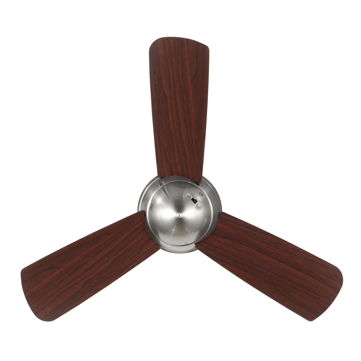 kathy ireland HOME [CF130BS] Tilo 30 inch Brushed Steel Ceiling Fan, 4 Speed Wall Control, Damp Location Approved, 3 Curved Plywood Blades