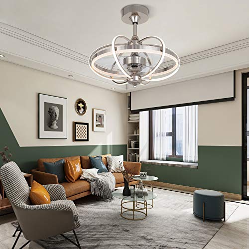 Gdrasuya10 23 inch Lighting Modern Ceiling Fan Light with Remote Control LED Acrylic Hanging Lamp Dimmable Lighting Adjustable Speed for Bedrooms