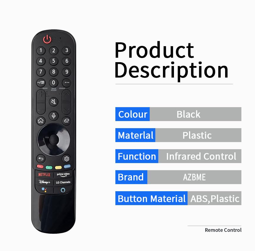 Replacement Remote Control MR21GA for LG Smart TV 43NANO75UPA 3UP7560AUD 50NANO75UPA 50UP8000PUA 65NANO75UPA 75NANO90UPA OLED55G1PUA OLED55B1PUA