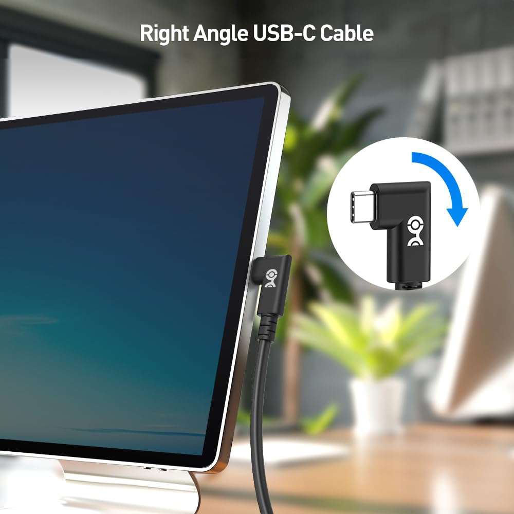 Cable Matters [USB-IF Certified] 20Gbps Right Angle USB 4 Cable 6.6ft, Supports Up to [8K@30Hz / 4K@120Hz Video, 240W Charging, 20Gbps Data Transfer]